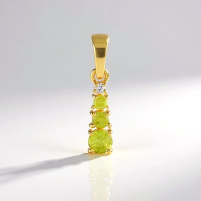 Cavill - Zilveren Hanger met 3 Sfeen en 1 Zirkoon Ronde Briljant - 925 Sterling Zilver - Madagaskar Edelsteen - Elegante Groene Sieraad Dames