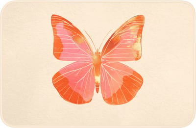Badmat 60x40 cm - Antislip - Vlinder - Minimalistisch - Roze - Badmatten voor badkamer - Badkamermat - Douchemat - Badkamer mat