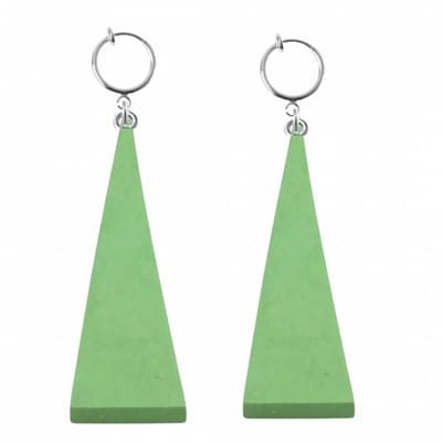 Klem oorbellen- groen- hout -Saheli- geen gaatje- Charme Bijoux