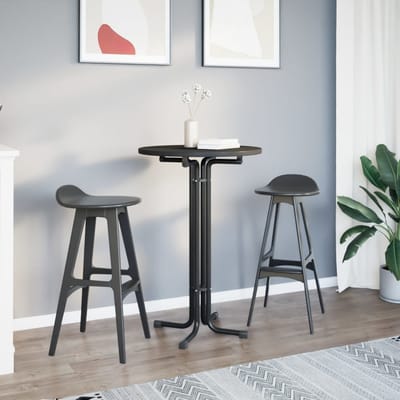 vidaXL - Bartafel - Ø - 70x110 - cm - bewerkt - hout - en - staal - zwart