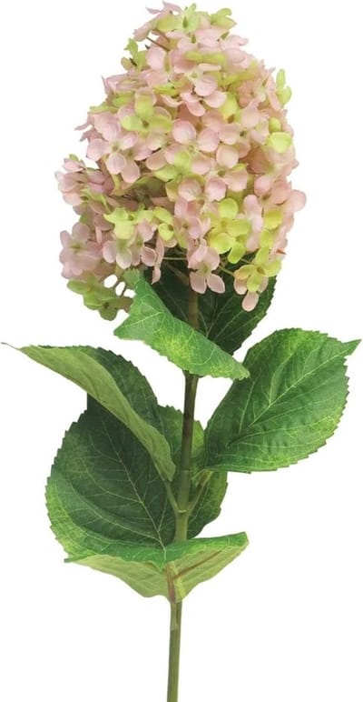 Bellatio Design Kunstbloem Pluimhortensia/hydrangea XL - 85 cm - losse steel - kunst zijdebloem - lichtroze
