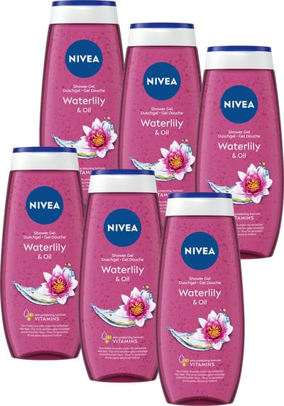 NIVEA Waterlily & Oil Douchegel – Shower Gel Met Vitamine C & E - Voordeelverpakking 6 x 250 ml