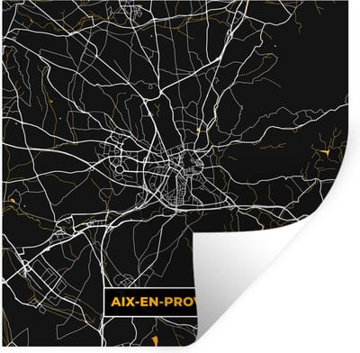Muurstickers - Sticker Folie - Plattegrond - Aix-en-Provence - Stadskaart - Frankrijk - Kaart - 100x100 cm - Plakfolie - Muurstickers Kinderkamer - Zelfklevend Behang XXL - Zelfklevend behangpapier - Stickerfolie