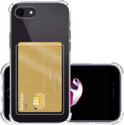 Hoesje - Geschikt voor Apple iPhone 7 - Met Pashouder en Kaarthouder - Telefoon Hoes Shockproof - Siliconen Case - Back Cover - Shock Proof - Pasjes Houder - Transparant