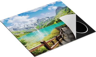 Chefcare Inductie Beschermer Pad naar een Helder Blauw Meer in de Bergen - 60x50 cm - Afdekplaat Inductie - Kookplaat Beschermer - Inductie Mat