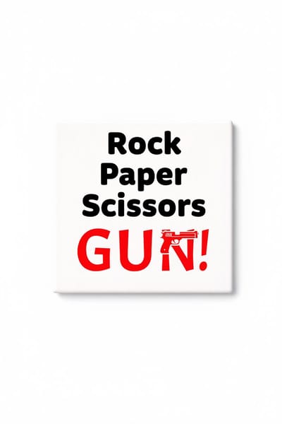 Grappige Steen Papier Schaar Pistool Keramische Tegel – Stoere Spel Humor Decoratieve Cadeau Tegel voor Mancave, Kantoor & Speelkamer Decoratie