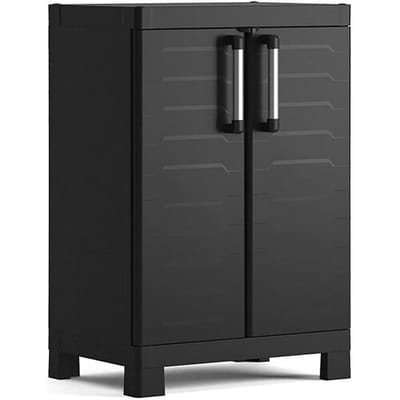Tuinkast met lage hars "Cindy" met binnenplanken en verhoogde poten cm 65x45 97h