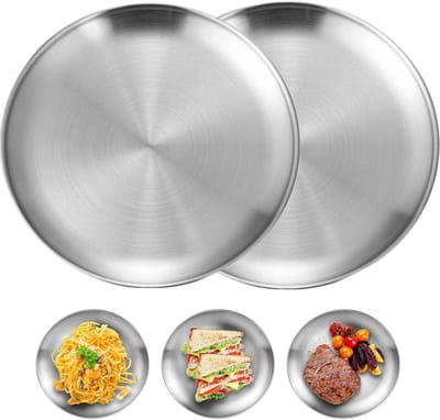 Ronde roestvrijstalen servies 2 stuks voor camping en keuken - 20 cm
