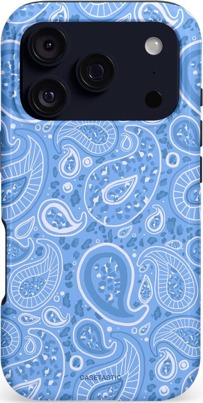 Casetastic hoesje geschikt voor Apple iPhone 17 Pro - MagSafe - Dubbellaagse bescherming - Paisley verleiding - Fashion Case - Lichtblauw Lavendel