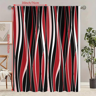 2 STUKS- Rode lijn -HD bedrukt gordijn - Polyestermateriaal - geschikt voor slaapkamer, woonkamer, studeerkamer (aanpasbaar) 23Wx59L(60x150CM)x2 red