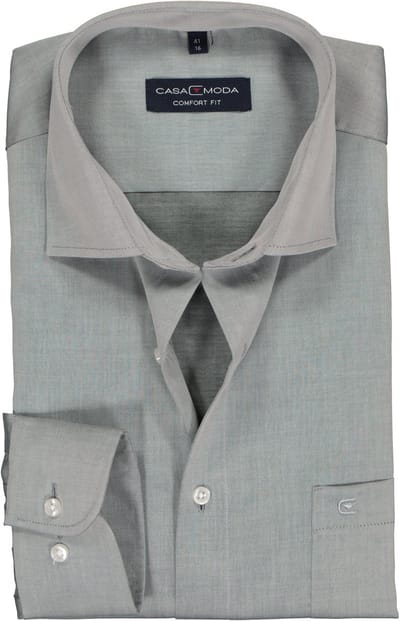 CASA MODA comfort fit overhemd - mouwlengte 7 - twill - grijs - Strijkvrij - Boordmaat: 43 (EU maat: XL)