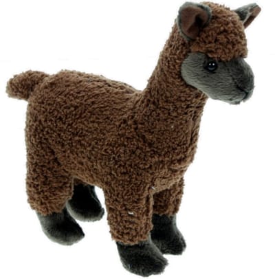 Pluche knuffel dieren Alpaca - 20 cm - bruin - Speelgoed knuffels - Cadeau voor jongens/meisjes