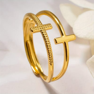 VANDAAG VERZONDEN - Ring - Kruis - Goud - Christelijk - One Size - Jezus