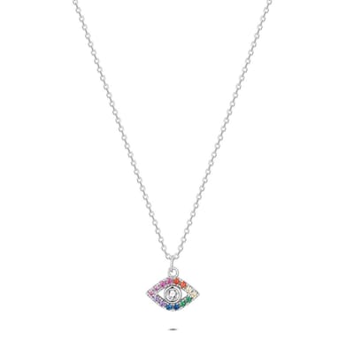 Twice As Nice Halsketting in zilver, oog met gekleurde stenen Zilverkleurig 45cm+5cm