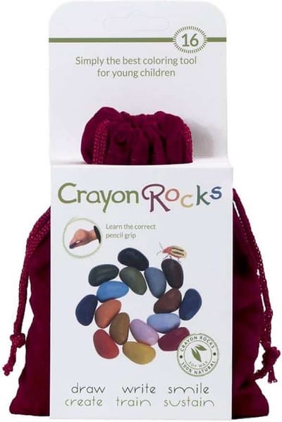 Crayon Rocks Rood fluwelen zakje met 16 ecologische sojawaskrijtjes