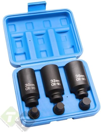 12 kant aandrijfas doppenset 30 - 32 - 36 mm - veeltands doppen - krachtdoppen - aandrijf as veel tand krachtdop