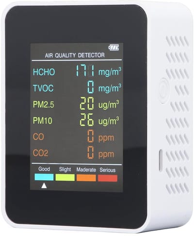 Luchtkwaliteit Monitor - Luchtmeter Detector - Binnenlucht Meten - Multifunctionele Sensoren - 1200 mAh Batterij - Wit