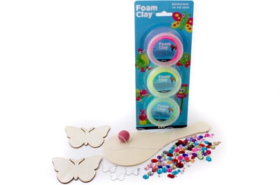 Knutselen paddel balspel pakket foam clay batje met bal vlinders vakantie knutselen cadeau
