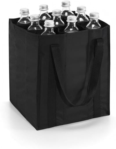 Drankdraagtas voor 9 flessen – M –27 x 27 x 27 cm –Non-woven draagtas – Cadeautas – Flessenhouder – Boodschappentas – Opbergtas – Herbruikbaar – Flessenorganizer – Multifunctionele draagtas – Specifiek ontworpen voor het opbergen van drankflessen