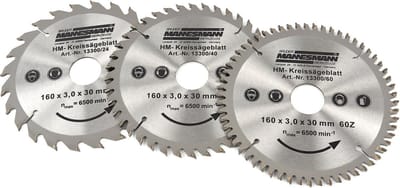 160 mm 3 Delige Profi Cirkelzaagbladenset voor Invalzaag