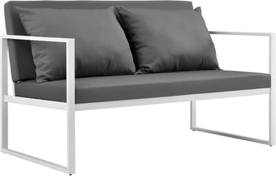Tweezits Tuinbank Wit - Comfortabele Metalen Buitenbank met Kussens (114 cm)