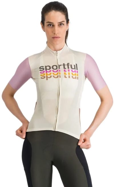 Sportful Supergiara Logo 2 Korte Mouw Wielertrui Beige S Vrouw