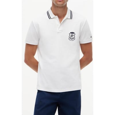 Tommy Hilfiger Pique Badge Regular Polo White Größe: S | Poloshirts Outlet | Herren | Weiß