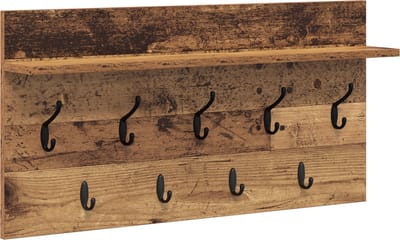 vidaXL - Wandgemonteerde - kapstok - Muurmontage - Oudhout - 80 - x - 40 - x - 12 - cm