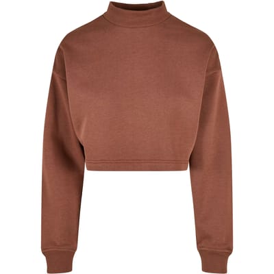 Urban Classics - Oversized Sweat High Neck Crew bark Crop Sweater/Trui - XL - Bruin
