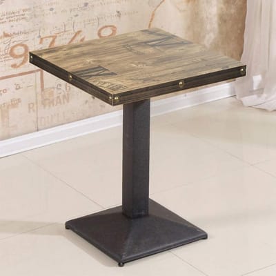 Industriële Bartafel Hout en Metaal - Vierkante Bistrotafel 60x60cm voor 2 tot 4 Personen
