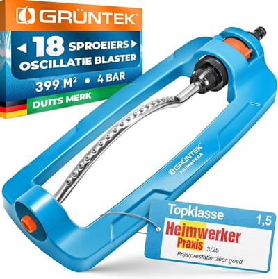 Gazonsproeier - Oscillerende sproeier - Gazononderhoud - Turbomotor - 399 m² bereik - Blauw/oranje