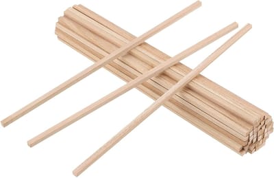 Set van 100 Vierkante Houten Dowelstokken, Onbehandeld, Sterke Houtstaven voor Kunst, DIY Projecten en Decoratie, 6x6x300mm
