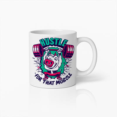 Hustle for That Muscle Gym Motivatie Witte Mok – Grappige Fitness Koffiemok 330 ml