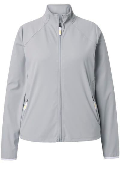 Ulla Popken - Dames - Sweatvest laser-accenten opstaande kraag duimgat - Asgrijs - Maat 42+