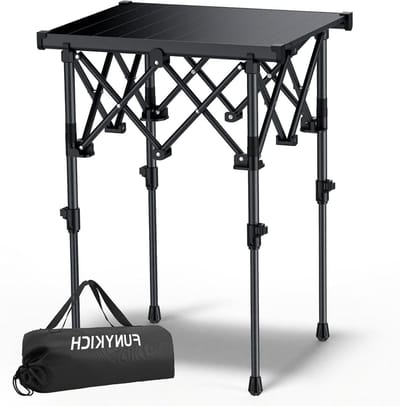 Vouwbare Campingtafel van Aluminium (50.5 x 41 cm) - Opvouwbare Picknicktafel met 2 Verstelbare Hoogtes voor Kamperen, Barbecue en Feestjes