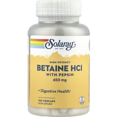Hoge Potentie Betaine Hcl met Pepsin, 650Mg, 100 Vegetarische Capsules