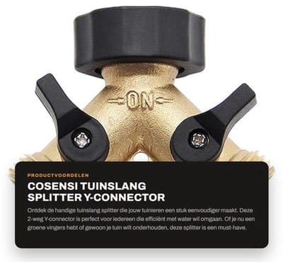 Tuinslang Splitter - Y-Connector - Duurzaam en Corrosiebestendig - Messing - 2-Weg Adapter - Perfect voor Tuinieren - Ideaal voor Tuinsla...