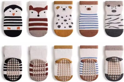 5 Paar Antislip sokken - Vosje Pinguïn Beer Hondje - 2-4 jaar