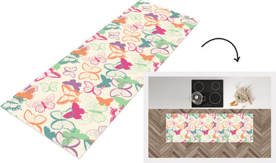 Keukenloper - Loper keuken - Vlinders - Patronen - Insecten - 150x50 cm - Keukenloper vinyl