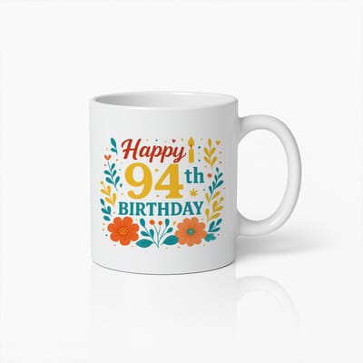 330ml Gelukkige 94e Verjaardag Mok met Bloemmotief – Perfect Cadeau voor Oudere Viering
