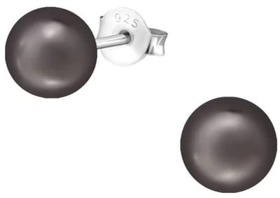 Aramat Jewels | Oorbellen | Zilveren Parel Oorbellen - Tijdloze Elegantie | 6mm / Zijde Groen | | | Zilver | Kinderen, Volwassenen | Verkleurd niet