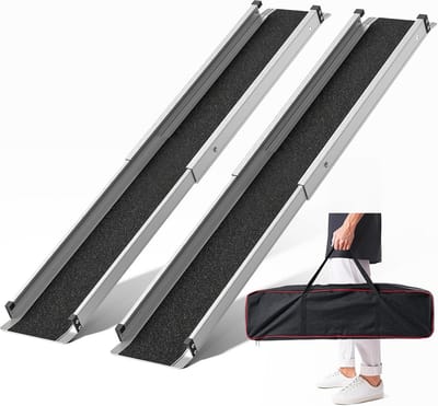 Opvouwbare Telescopische Aluminium Rolstoelhelling 122 cm voor Scooters en Trappen