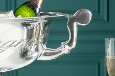 Exclusieve champagnekoeler CHAMPAGNE 65cm gepolijst zilveren flessenkoeler - 21707