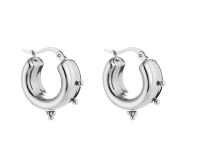 oorbellen hoops met spikes - earrings with little spikes - zilver kleur - silver - stainless steel - waterproof - cadeau - moeder - dochter