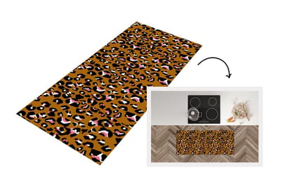 Keukenloper - Loper keuken - Panter - Design - Roze - Bruin - Patronen - 120x50 cm - Keukenloper vinyl