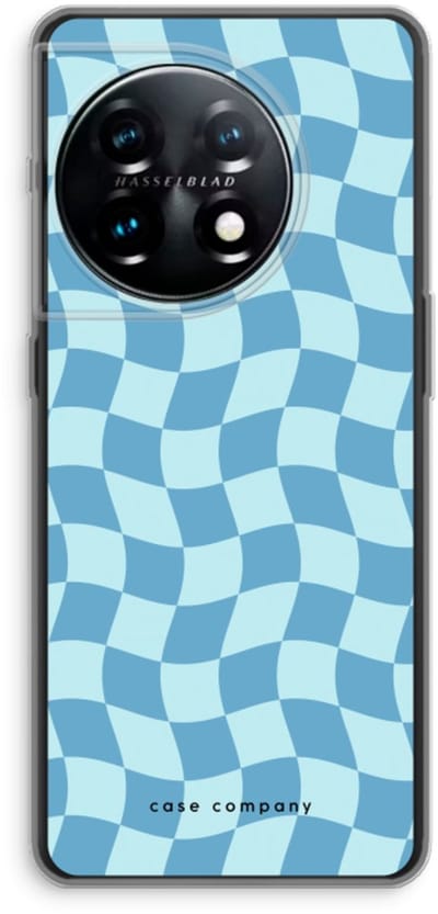 Case Company® - Hoesje geschikt voor OnePlus 11 hoesje - Grid Blauw - Soft Cover Telefoonhoesje - Bescherming aan alle Kanten en Schermrand