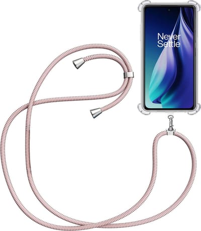 Telefoonkoord + Hoesje Geschikt voor OnePlus Nord N30 SE - Lengte Verstelbaar - Telefoonketting - Shock Proof Case - Rose