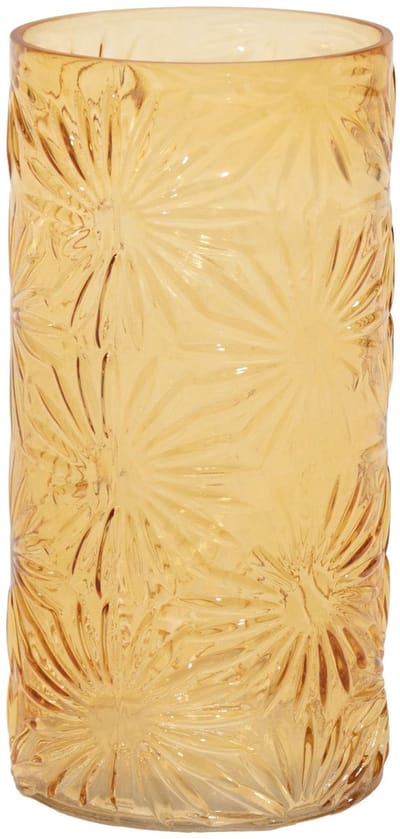 Mega Collections Bloemenvaas Debby - oranje - glas - bloem relief - 15 x 35 cm