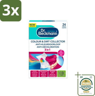 3 x Dr. Beckmann - Anti-Kleur Doorloopdoekjes - Kleurbescherming - Witte en Gekleurde Was - 24 Doekjes - Grootverpakking - Kleurbescherming - Wasdoek - Kleurdoorloop - Wasdoekjes - Kleurabsorptie