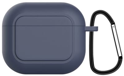 Case cover - Apple Airpods 3 - blauw siliconen - met musketon